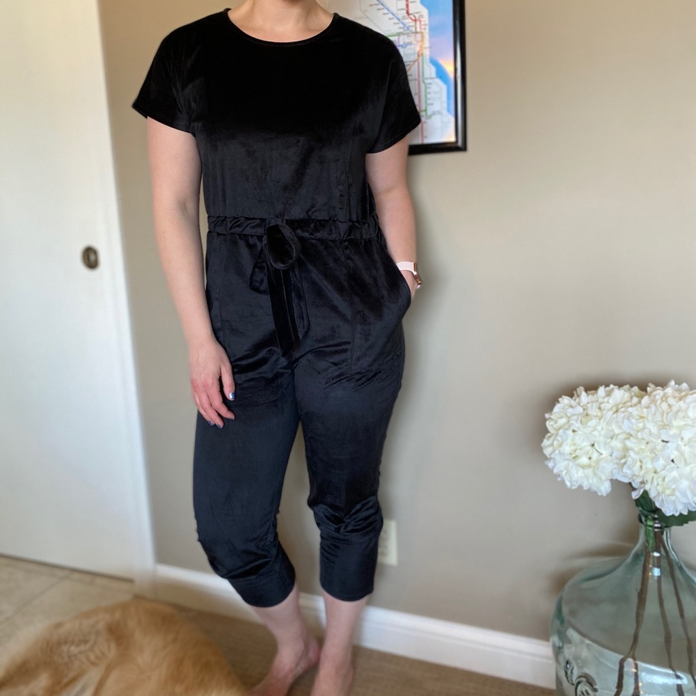 Piper and Scoot Black Velvet Jumpsuit